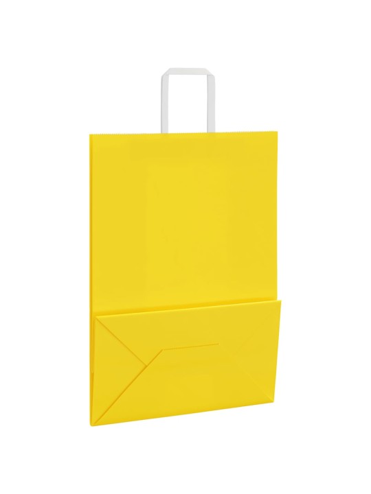 Paperikassit 50 kpl kahvoilla keltainen 32x17x44 cm