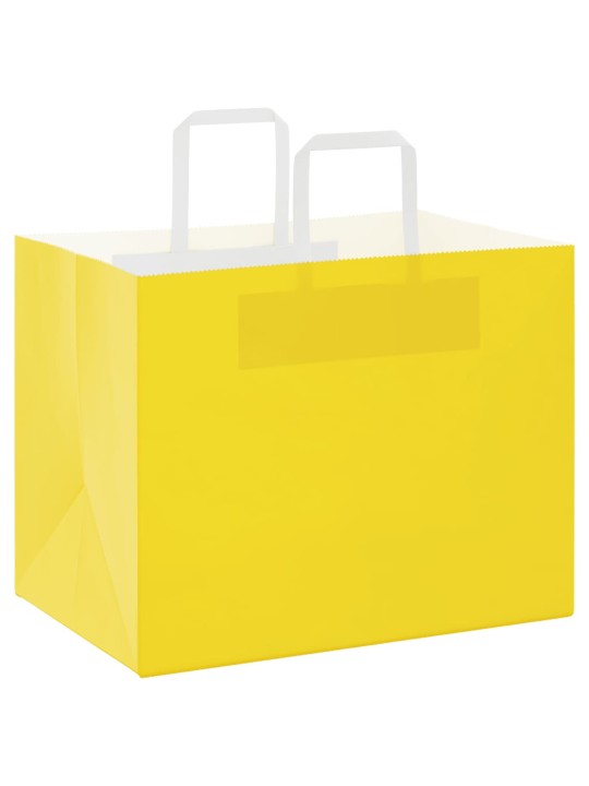 Paperikassit 50 kpl kahvoilla keltainen 32x22x24 cm
