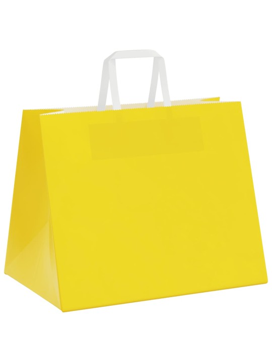 Paperikassit 50 kpl kahvoilla keltainen 32x22x24 cm