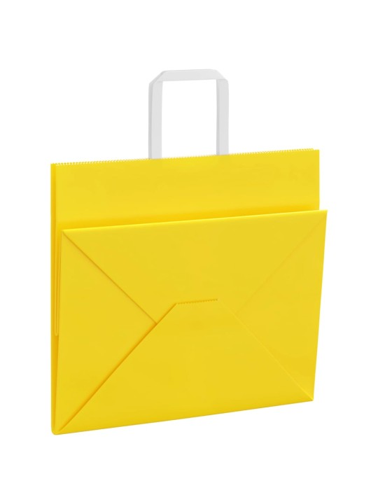 Paperikassit 50 kpl kahvoilla keltainen 32x22x28 cm
