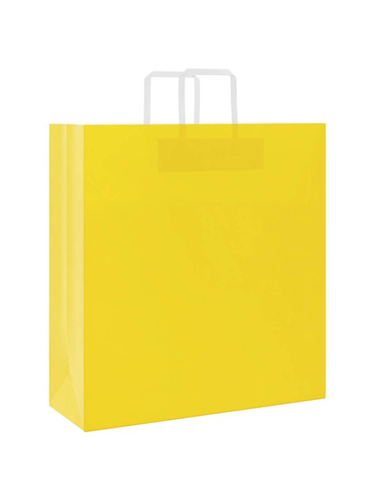 Paperikassit 50 kpl kahvoilla keltainen 45x17x48 cm