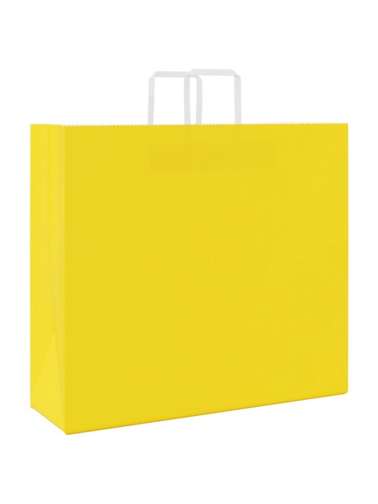 Paperikassit 50 kpl kahvoilla keltainen 54x15x49 cm