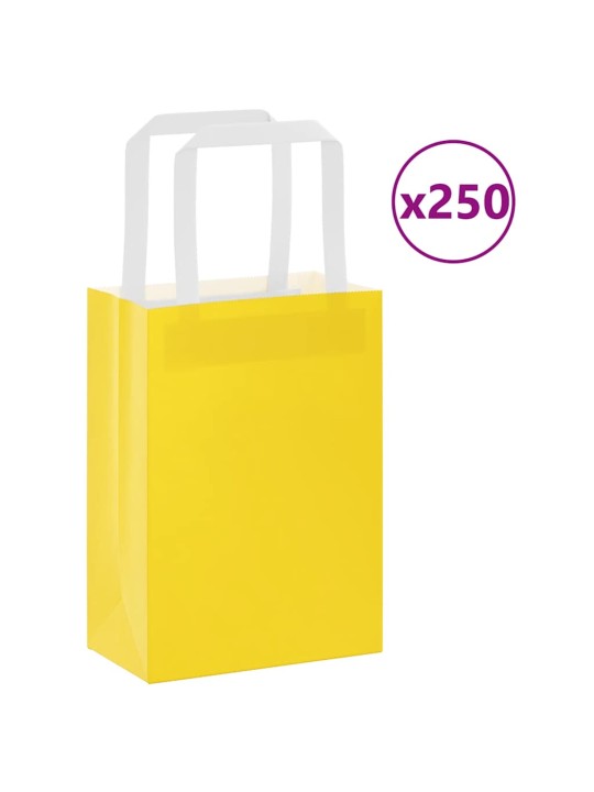 Paperikassit 250 kpl kahvoilla keltainen 15x8x21 cm