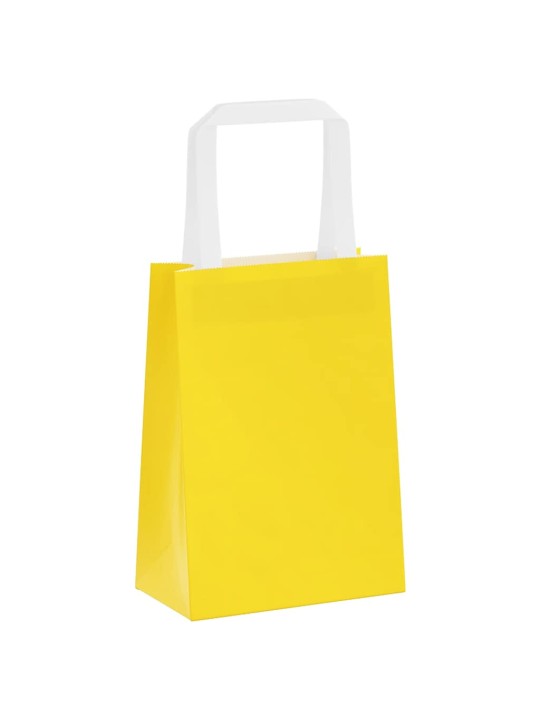 Paperikassit 250 kpl kahvoilla keltainen 15x8x21 cm