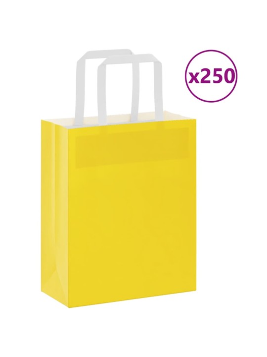 Paperikassit 250 kpl kahvoilla keltainen 18x8x22 cm