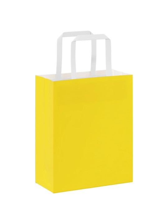 Paperikassit 250 kpl kahvoilla keltainen 18x8x22 cm