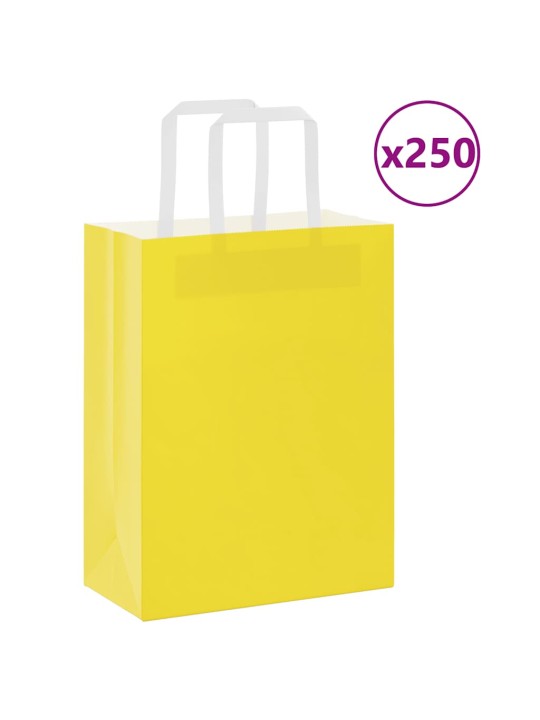 Paperikassit 250 kpl kahvoilla keltainen 21x11x28 cm