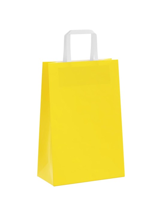 Paperikassit 250 kpl kahvoilla keltainen 21x11x31 cm