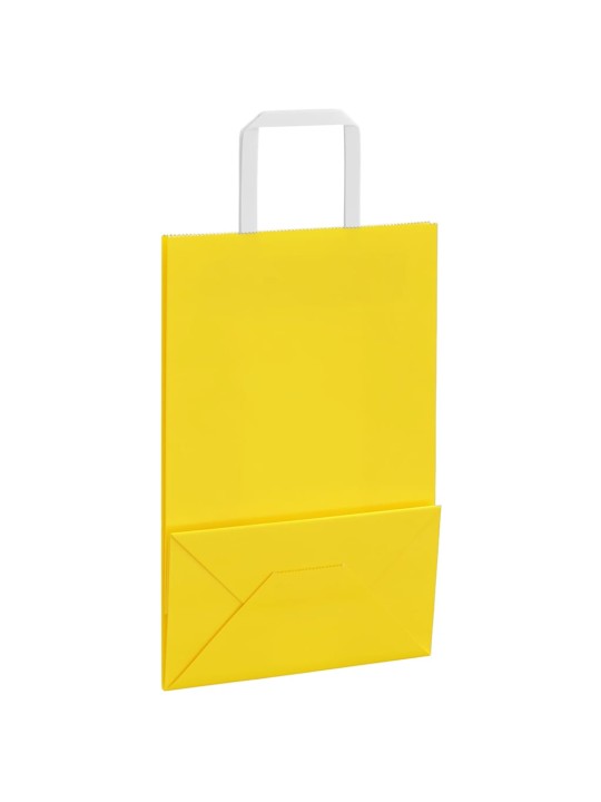 Paperikassit 250 kpl kahvoilla keltainen 21x11x31 cm