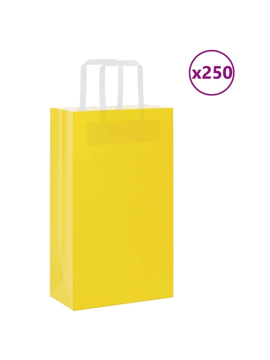 Paperikassit 250 kpl kahvoilla keltainen 21x11x36 cm