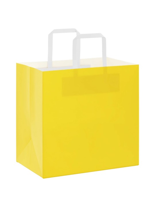Paperikassit 250 kpl kahvoilla keltainen 26x17x25 cm