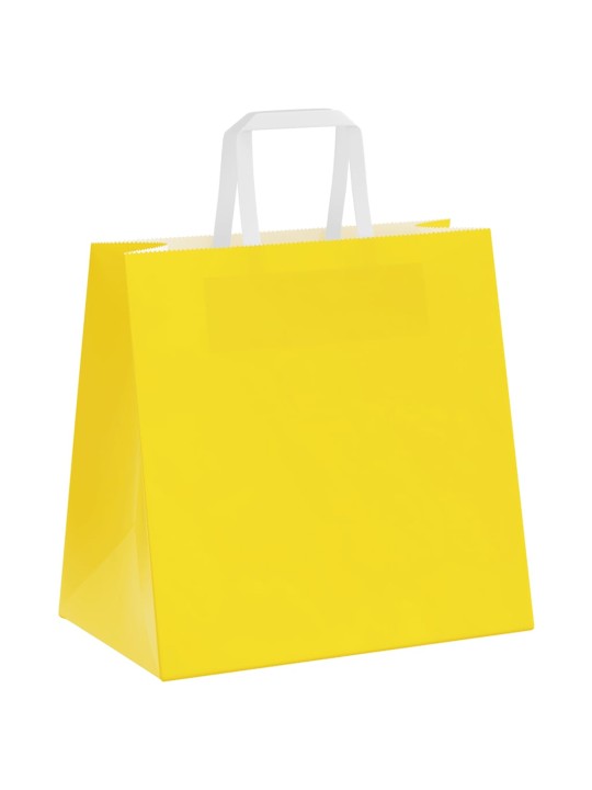 Paperikassit 250 kpl kahvoilla keltainen 26x17x25 cm