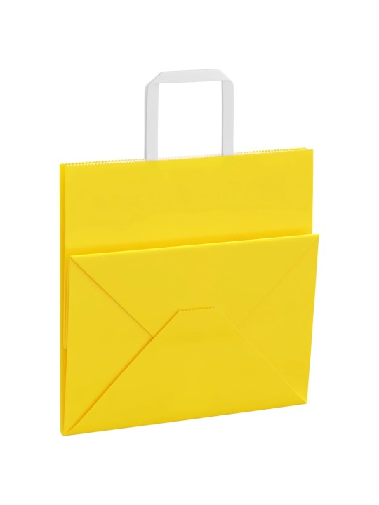 Paperikassit 250 kpl kahvoilla keltainen 26x17x25 cm