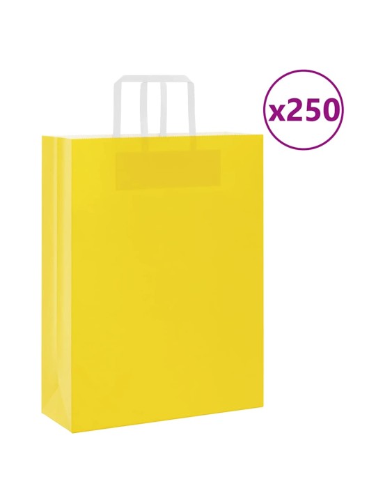 Paperikassit 250 kpl kahvoilla keltainen 32x12x42 cm