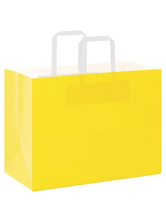 Paperikassit 250 kpl kahvoilla keltainen 32x17x25 cm