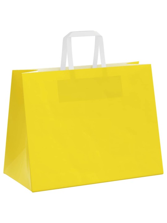 Paperikassit 250 kpl kahvoilla keltainen 32x17x25 cm