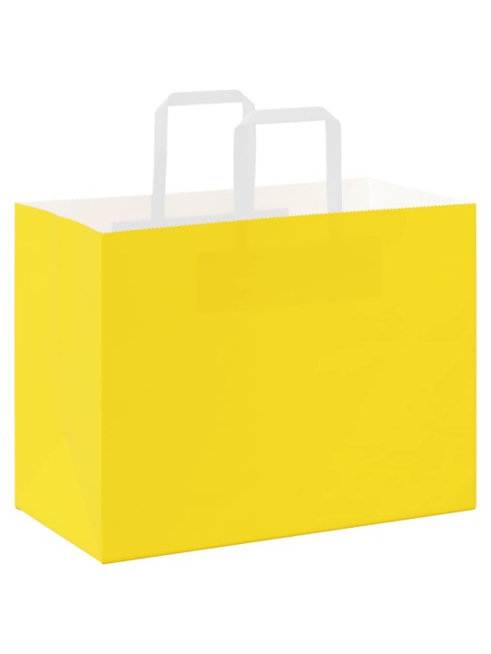 Paperikassit 250 kpl kahvoilla keltainen 32x17x25 cm