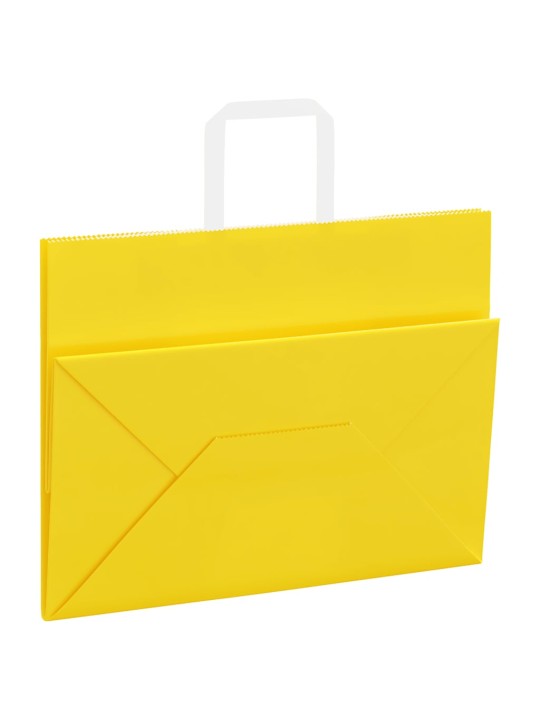 Paperikassit 250 kpl kahvoilla keltainen 32x17x25 cm