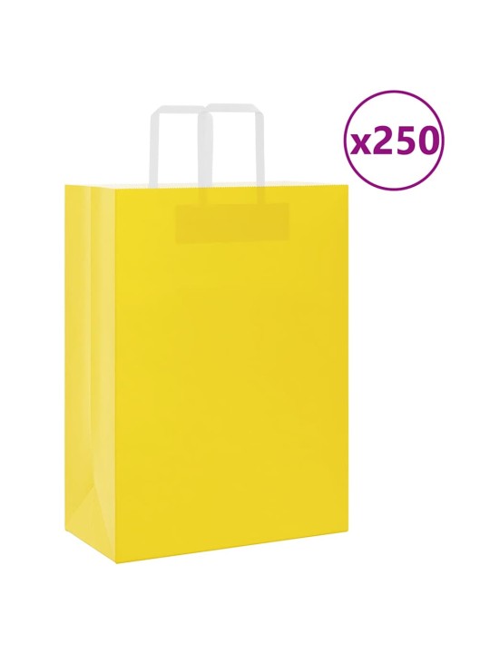 Paperikassit 250 kpl kahvoilla keltainen 32x17x44 cm