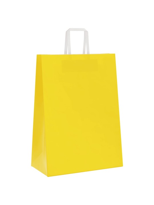 Paperikassit 250 kpl kahvoilla keltainen 32x17x44 cm