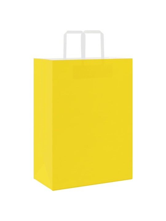 Paperikassit 250 kpl kahvoilla keltainen 32x17x44 cm
