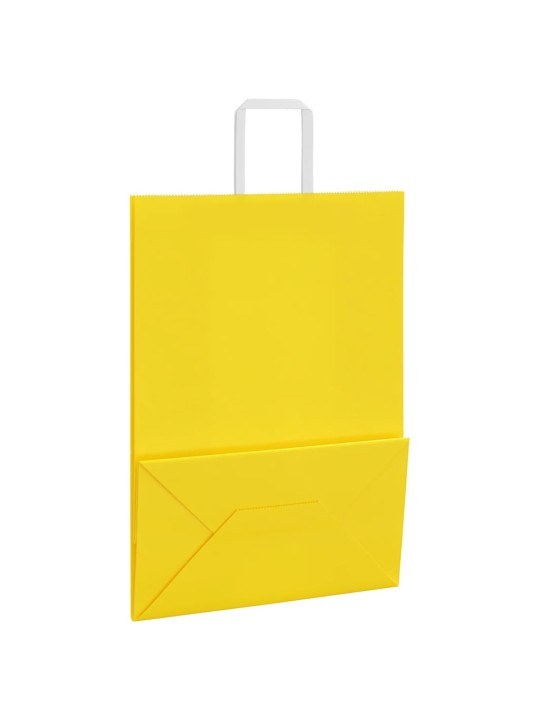 Paperikassit 250 kpl kahvoilla keltainen 32x17x44 cm