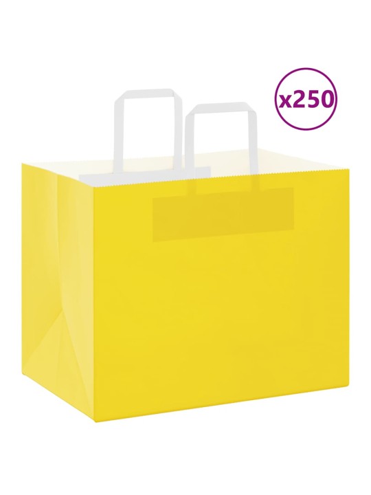 Paperikassit 250 kpl kahvoilla keltainen 32x22x24 cm
