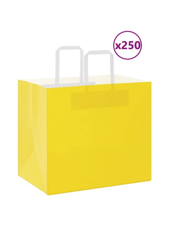 Paperikassit 250 kpl kahvoilla keltainen 32x22x28 cm