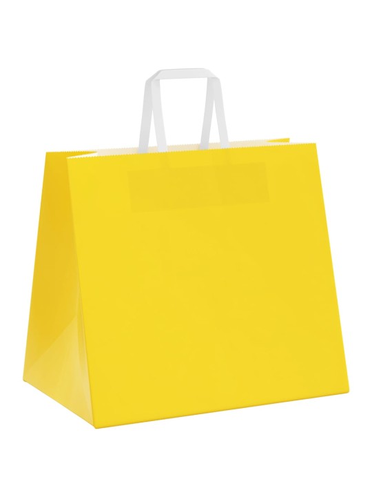 Paperikassit 250 kpl kahvoilla keltainen 32x22x28 cm