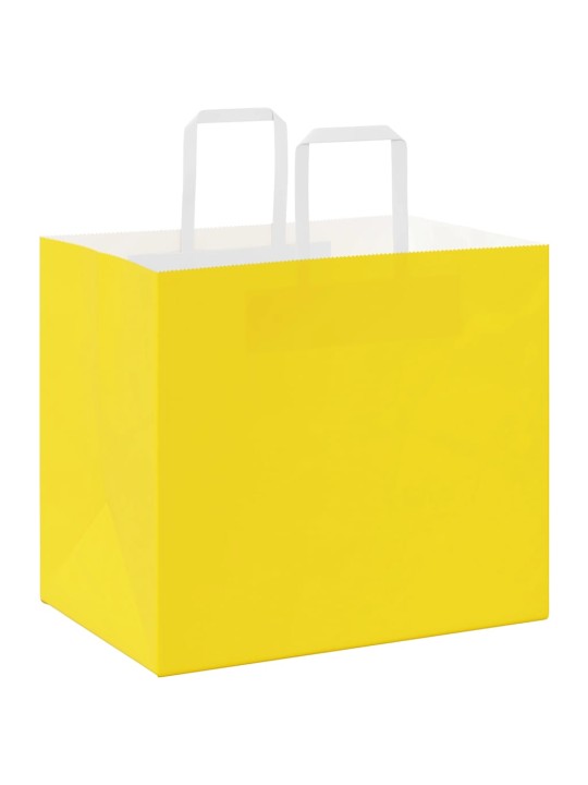 Paperikassit 250 kpl kahvoilla keltainen 32x22x28 cm