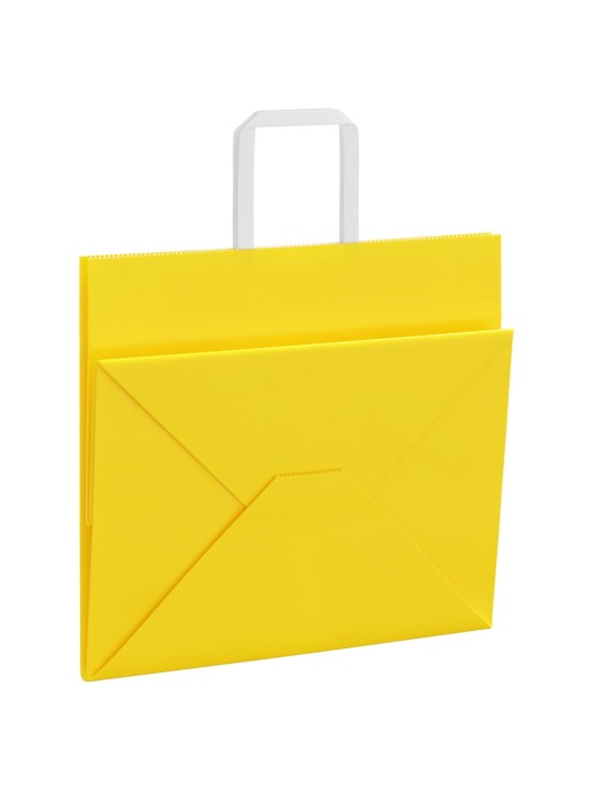 Paperikassit 250 kpl kahvoilla keltainen 32x22x28 cm