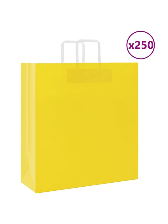 Paperikassit 250 kpl kahvoilla keltainen 45x17x48 cm