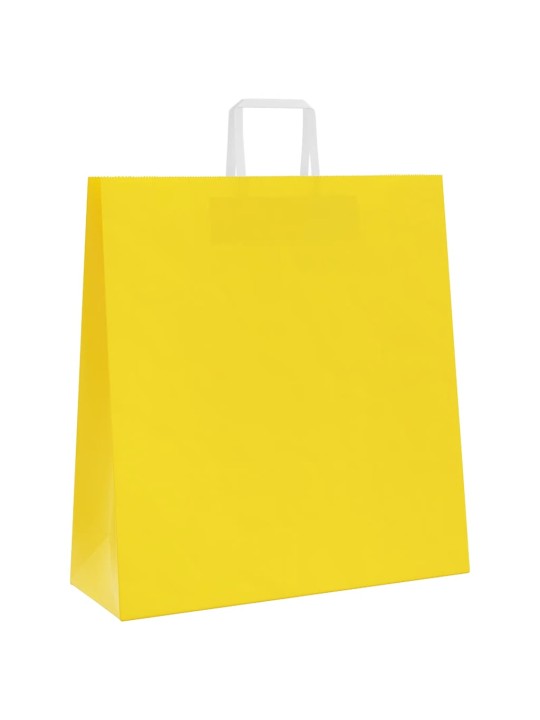 Paperikassit 250 kpl kahvoilla keltainen 45x17x48 cm