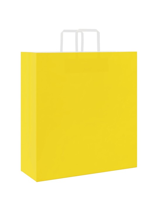 Paperikassit 250 kpl kahvoilla keltainen 45x17x48 cm