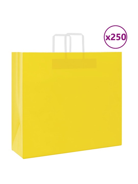 Paperikassit 250 kpl kahvoilla keltainen 54x15x49 cm