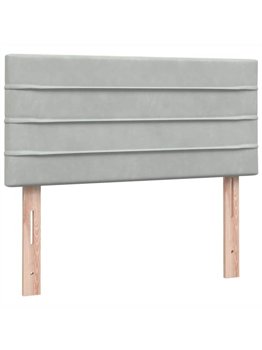 Box jousisänky patjalla vaaleanharmaa 80x210 cm velvet