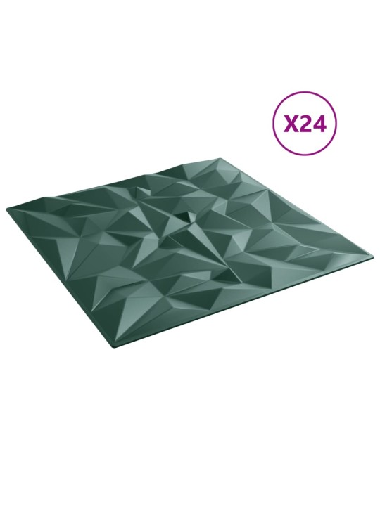 Seinäpaneelit 24 kpl vihreä 50x50 cm XPS 6 m² ametisti