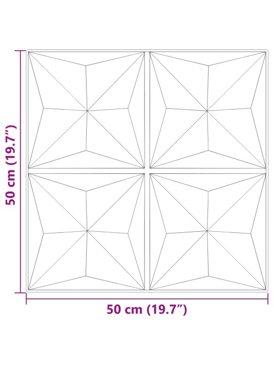 Seinäpaneelit 12 kpl vihreä 50x50 cm XPS 3 m² origami