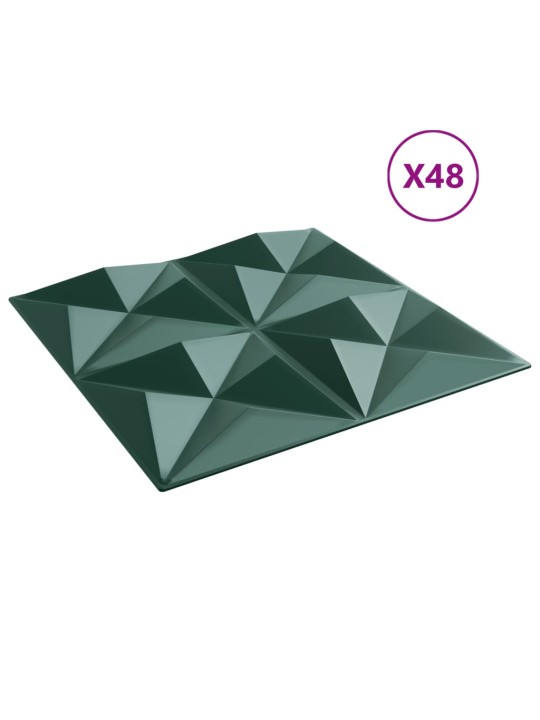 Seinäpaneelit 48 kpl vihreä 50x50 cm XPS 12 m² origami