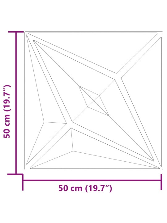 Seinäpaneelit 12 kpl betoni 50x50 cm XPS 3 m² tähti