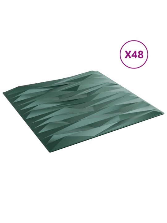 Seinäpaneelit 48 kpl vihreä 50x50 cm XPS 12 m² kivi