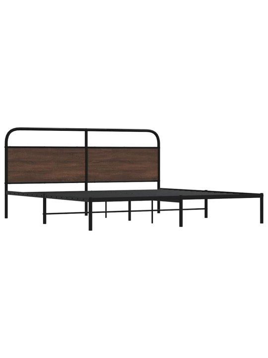 Metallinen sängynrunko ilman patjaa ruskea tammi 200x200 cm