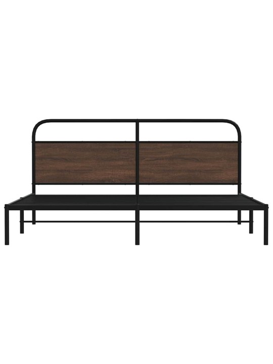 Metallinen sängynrunko ilman patjaa ruskea tammi 200x200 cm