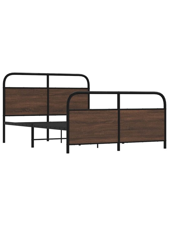 Metallinen sängynrunko ilman patjaa ruskea tammi 140x200 cm