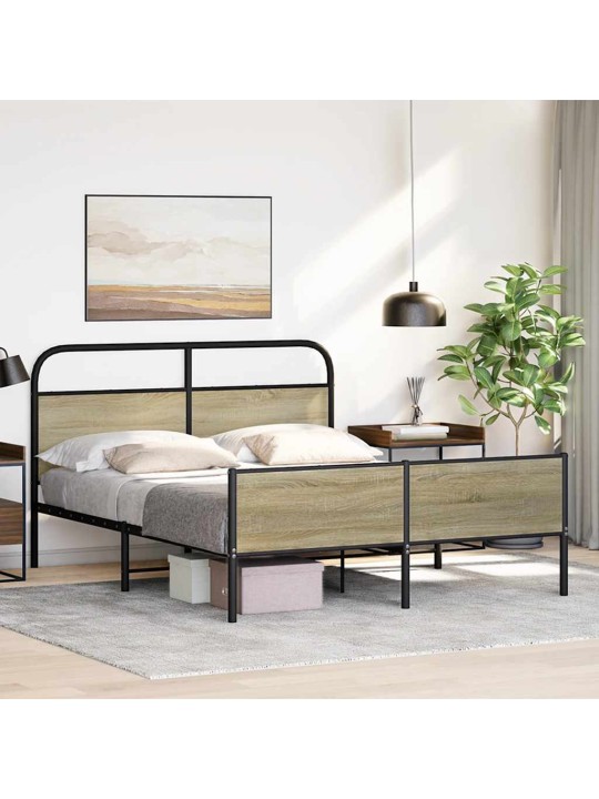 Metallinen sängynrunko ilman patjaa sonoma-tammi 150x200 cm