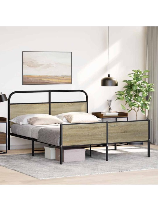 Metallinen sängynrunko ilman patjaa sonoma-tammi 160x200 cm