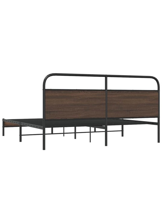 Metallinen sängynrunko ilman patjaa ruskea tammi 200x200 cm