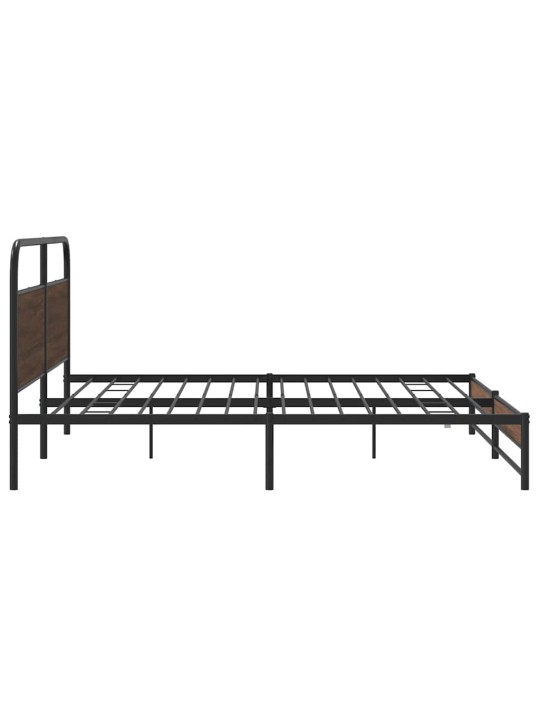Metallinen sängynrunko ilman patjaa ruskea tammi 200x200 cm