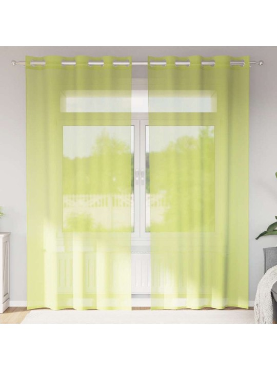 Voileeverhot läpiviennillä 2 kpl omenanvihreä 140x245 cm