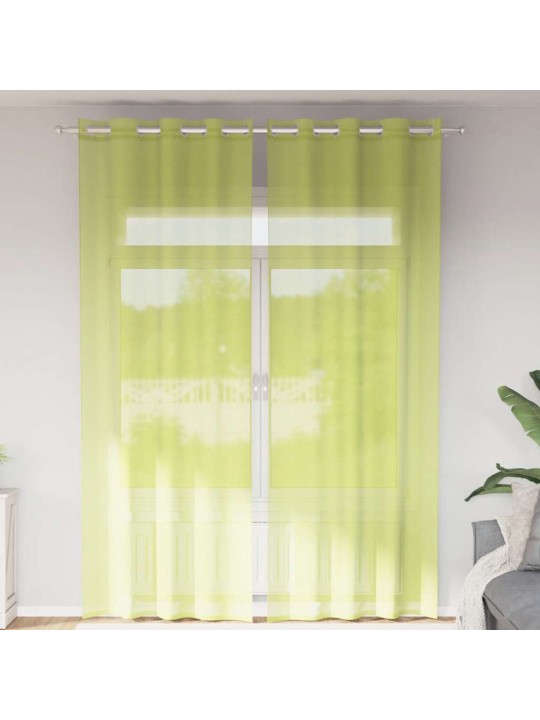 Voileeverhot läpiviennillä 2 kpl omenanvihreä 140x260 cm